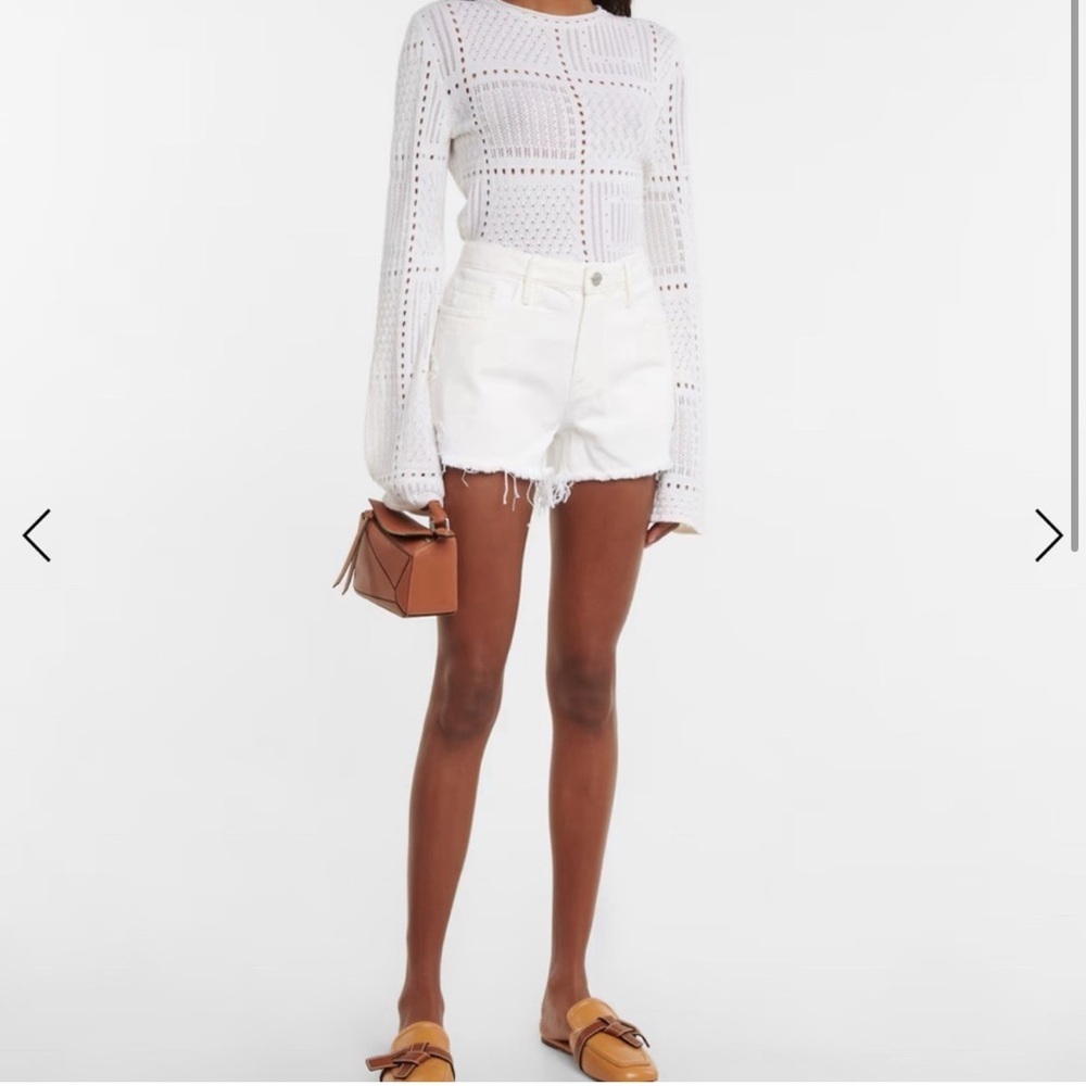 Frame‎ Le Grand Garçon White Denim Shorts NWOT